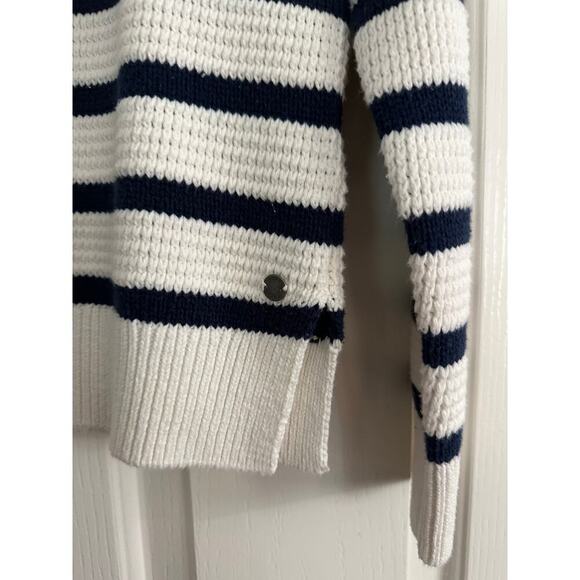 Roxy Women's White Black Striped Print Long Sleeves Crew Neck Sweater Size XS - Picture 2 of 4